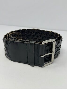 Y2K Gap Women's Size M Black Braided Genuine Leather Wide Belt